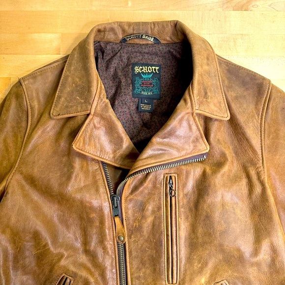 Schott Men’s Leather Jacket Large - Picture 3 of 12